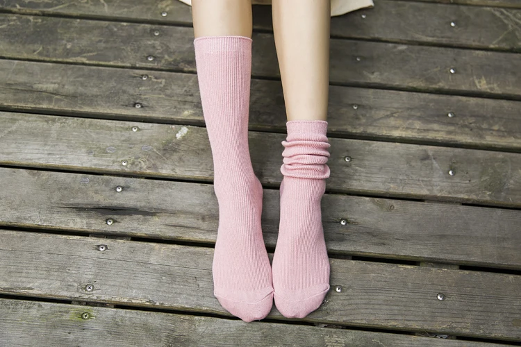 Colorful School Girls Loose Long Socks Women Cotton Knitting Crew Socks Woman Socks Japanese Fashion Casual Colllege Style 1Pair
