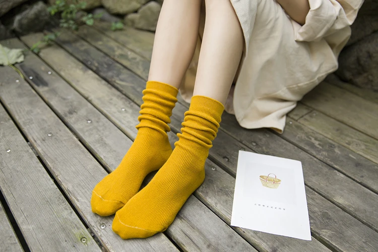 Colorful School Girls Loose Long Socks Women Cotton Knitting Crew Socks Woman Socks Japanese Fashion Casual Colllege Style 1Pair