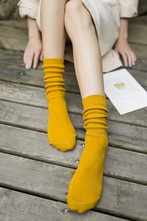 Colorful School Girls Loose Long Socks Women Cotton Knitting Crew Socks Woman Socks Japanese Fashion Casual Colllege Style 1Pair