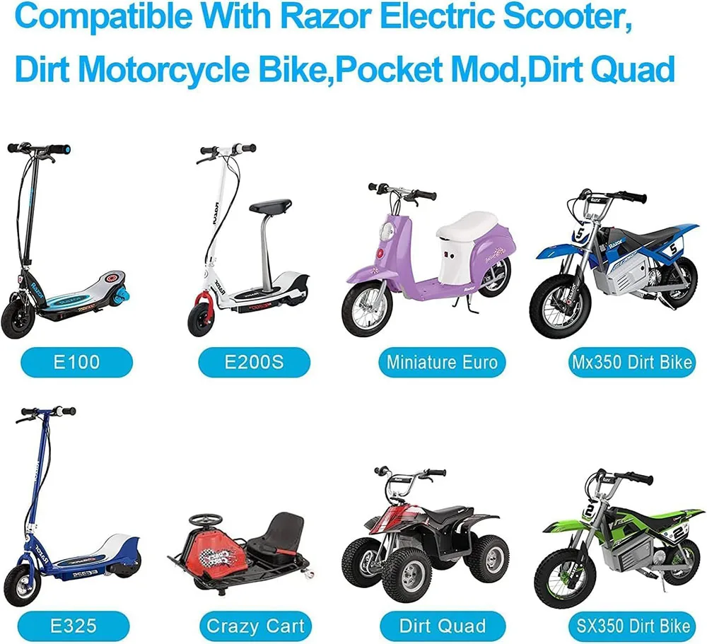Charger for Razor Mx350 Motorcycle Dirt Replacement Razor E300 E200 E175 E100, Dirt Quad 4 Wheeler, Pocket Mod, Sports Mode