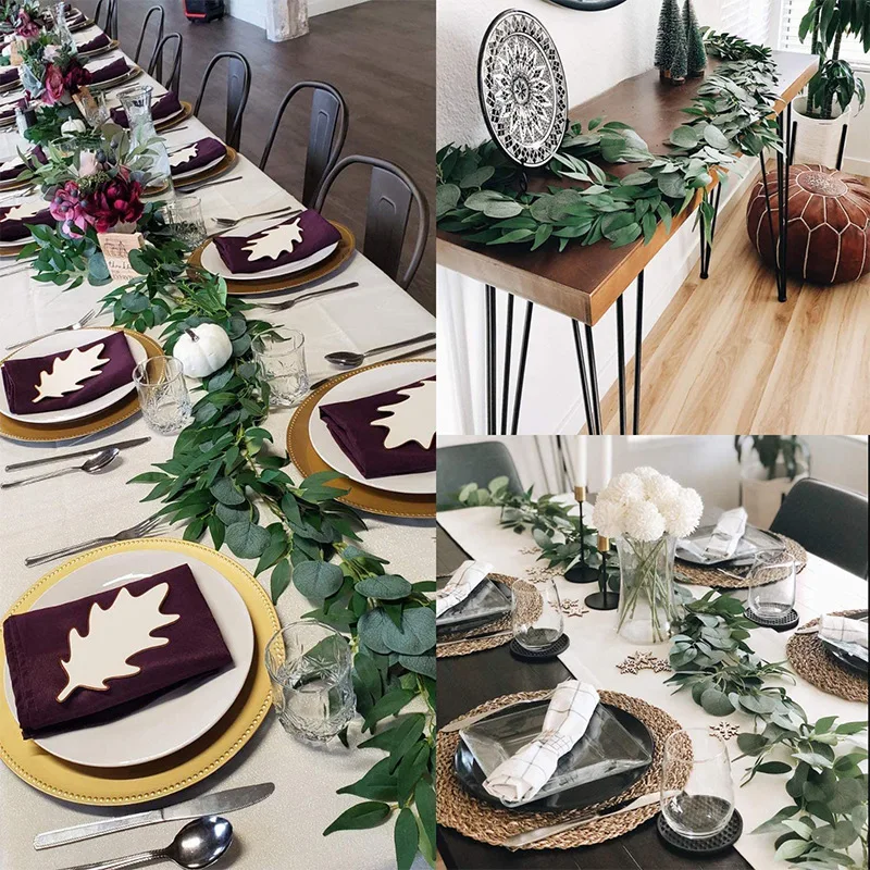 200cm Fake Eucalyptus Rattan Artificial Plants Vine Green Willow Leaf Silk Ivy Wall Hanging Garland For Home Wedding Party Decor
