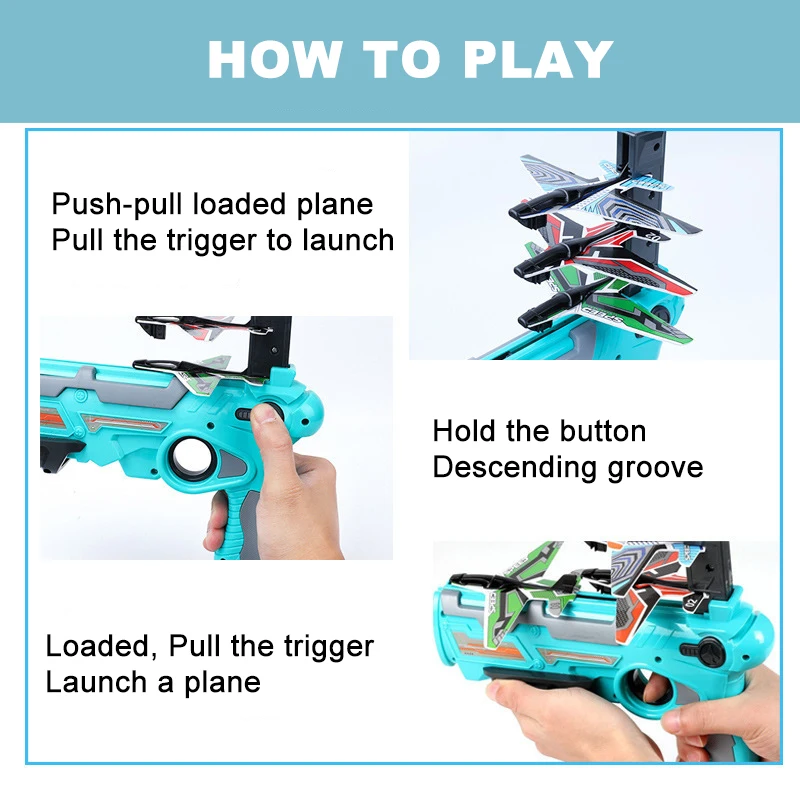 Airplane Launcher Toys Catapult Plane Gun Toy Children Plane Catapult Gun Shooting Game Kids Outdoor Sport Shooting Toys Gift