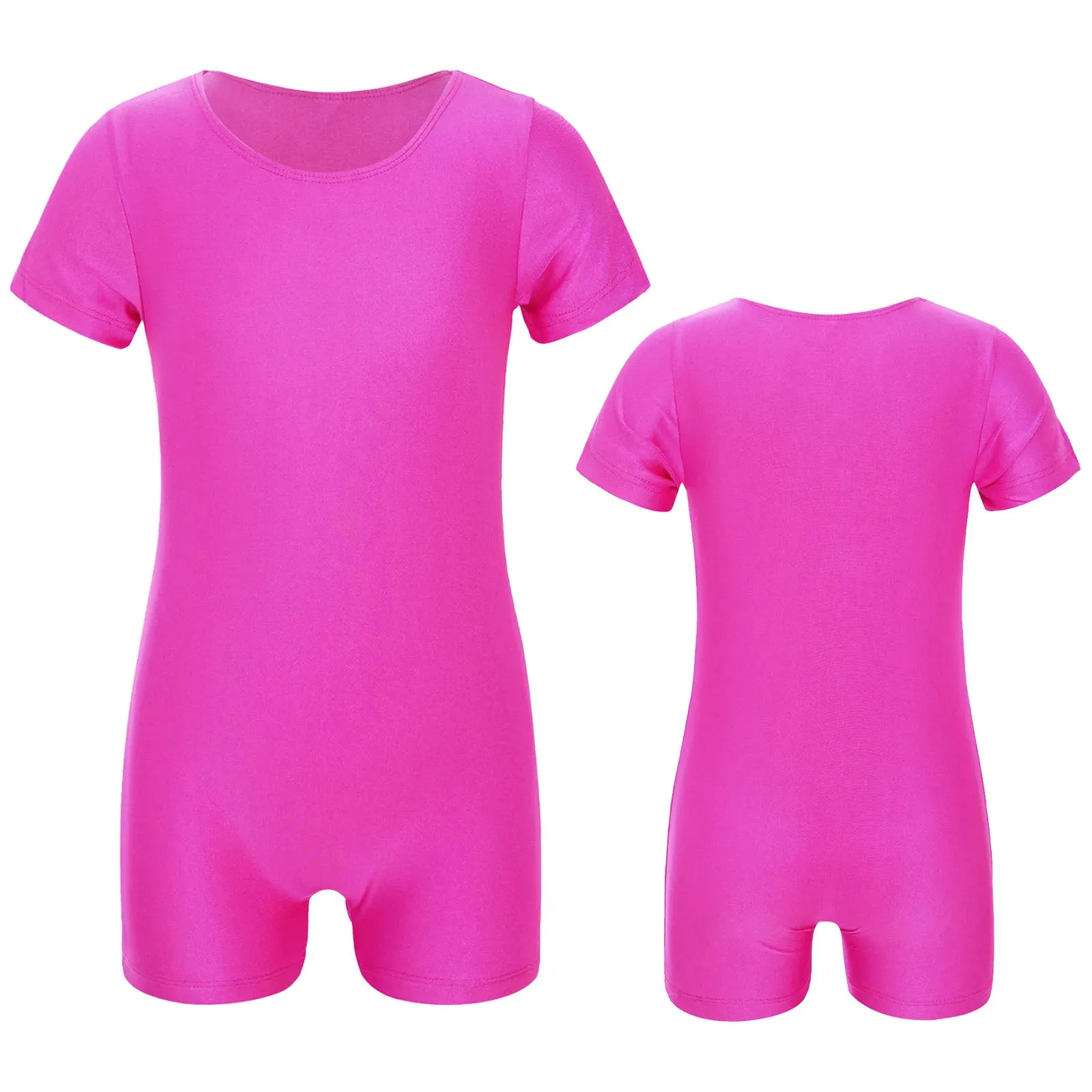 Leotards for Girls Boys Gymnastics Kids Children Short Sleeves Biketard Dance Unitards Ballet Dance Costume Practice Wear