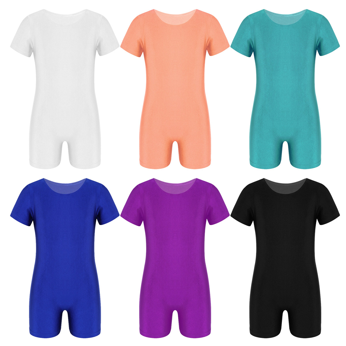 Leotards for Girls Boys Gymnastics Kids Children Short Sleeves Biketard Dance Unitards Ballet Dance Costume Practice Wear