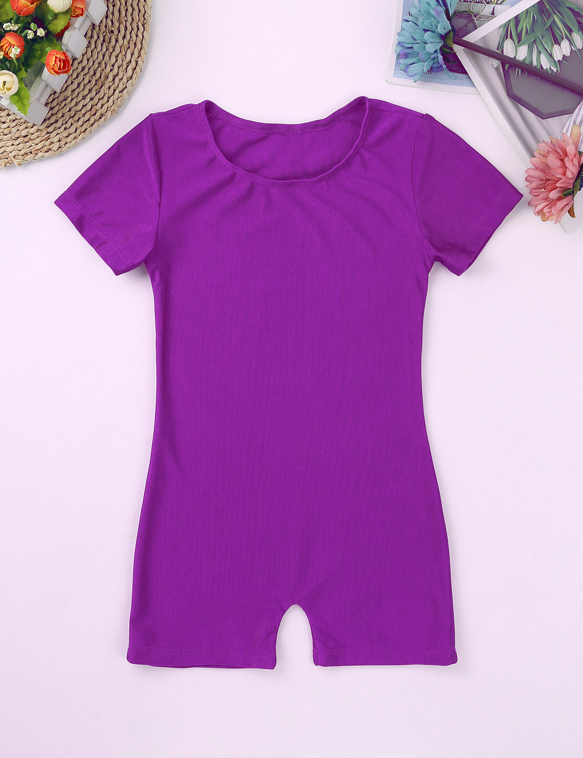 Leotards for Girls Boys Gymnastics Kids Children Short Sleeves Biketard Dance Unitards Ballet Dance Costume Practice Wear