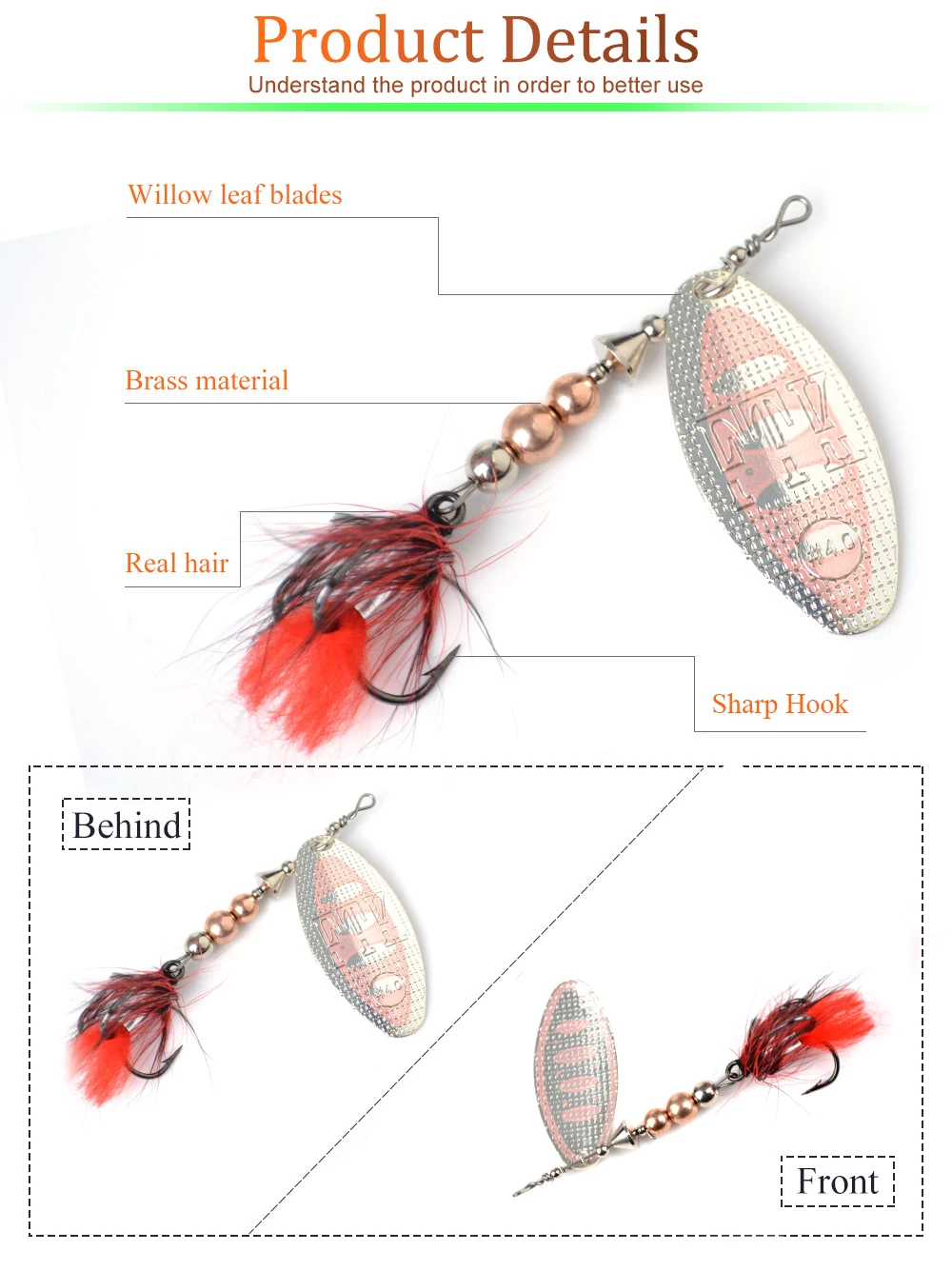 FTK 1pc Spinner Bait 8g/14g/20g Metal Fishing Lure Hard Bait Spoon Lures with Feather Treble Hooks Carp Pike Fishing Tackle