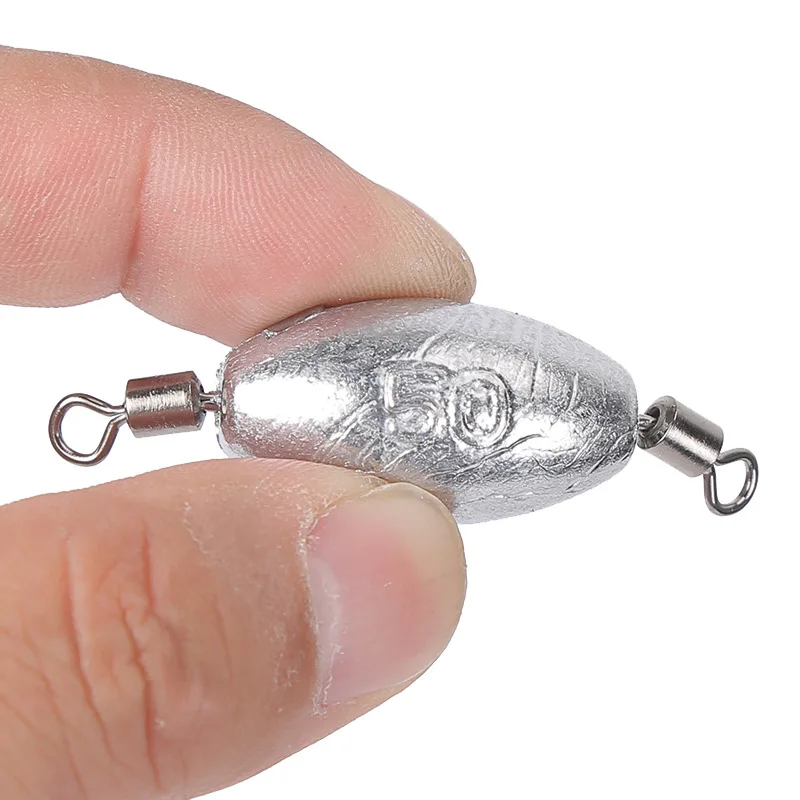 Lead Sinker With Fishing Swivel 10g/20g/25g/30g/40g/50g/60g/70g/80g/100g Olive Shaped Lead Weights Fishing Tackle Accessories