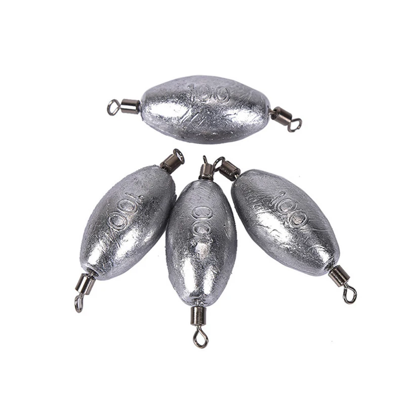 Lead Sinker With Fishing Swivel 10g/20g/25g/30g/40g/50g/60g/70g/80g/100g Olive Shaped Lead Weights Fishing Tackle Accessories