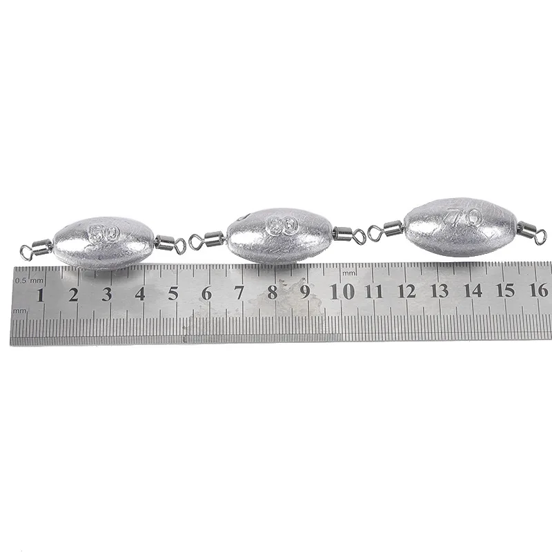 Lead Sinker With Fishing Swivel 10g/20g/25g/30g/40g/50g/60g/70g/80g/100g Olive Shaped Lead Weights Fishing Tackle Accessories