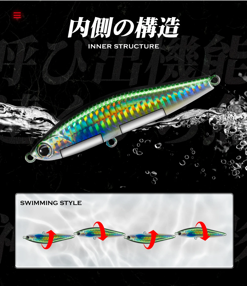 Hunthouse Pencil Fishing Lure Sinking Hard Bait 70mm/95mm Long Casting Stickbaits Trolling Wobbler Saltwater Seabass pike Tackle