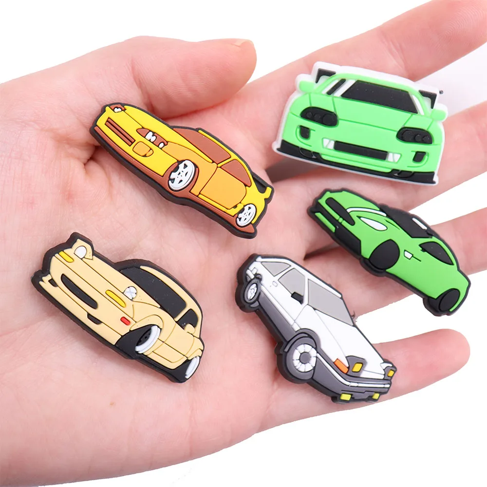 Single Sale 1PCS PVC Cute Cartoon Shoe Charms Kawaii Colorful Kinds Of Cars Buckle Clog Hole Slipper Accessories Decorations