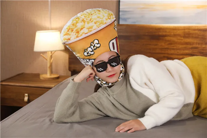 Cartoon Plush Headwear Cosplay Party Funny Eggplant Food Hat Cap Pineapple Popcorn Chips Headdress Photo Performance Prop