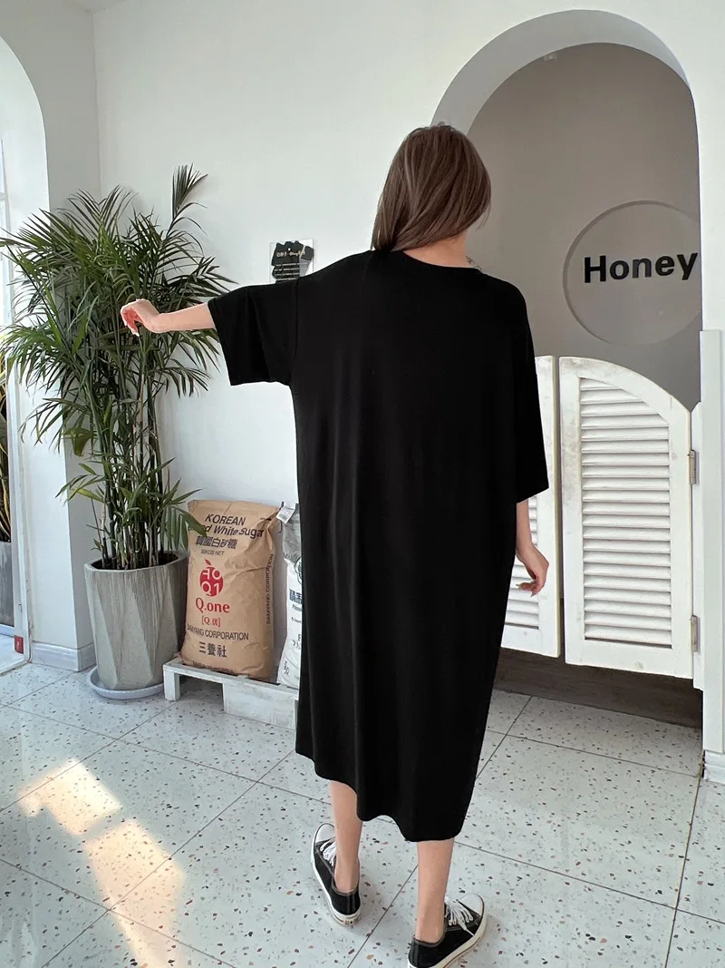 Fdfklak Cute Cartoon Nightwear Dress Women Nightshirt New Loose Plus Fat Modal Nightgowns Female Summer Nightdress 110 Kg Wear