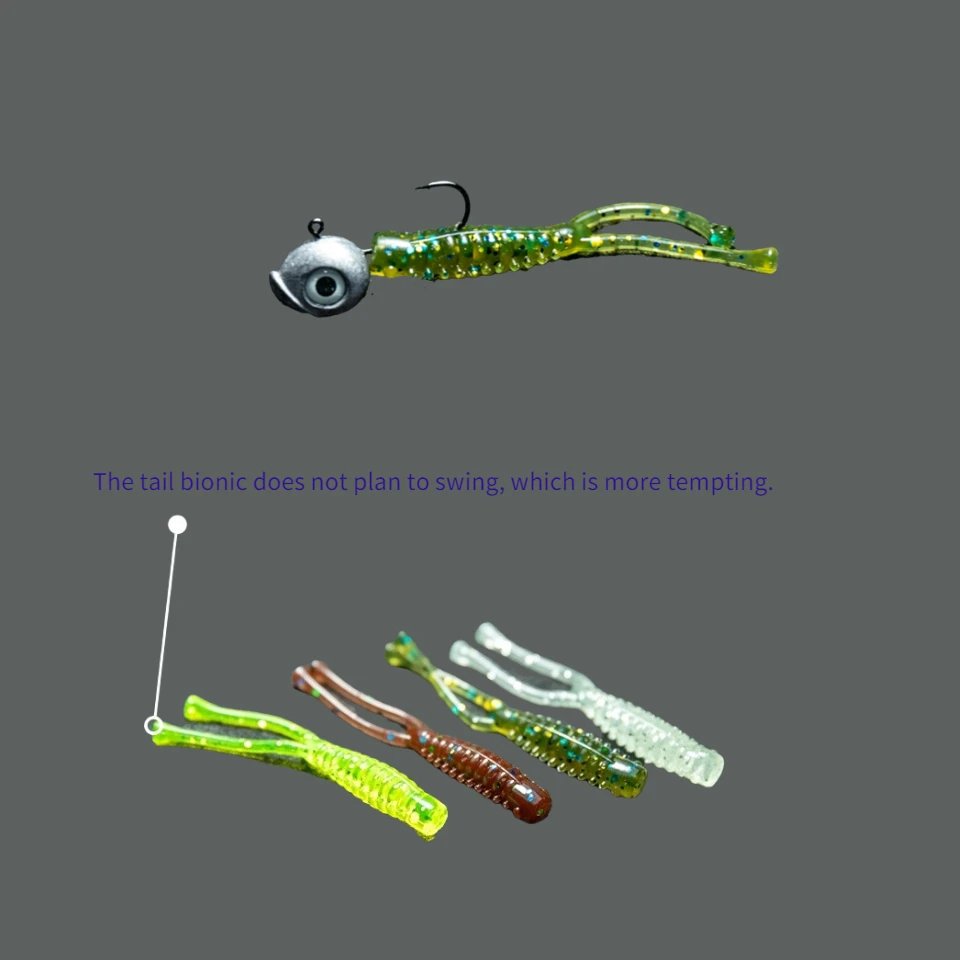 Fishing Soft Lures AJING Rockfish 20pcs/lot 0.3g 40mm Twin Tail Artificial Wobbler Ocean Rock Silicone Shad Worm Bait