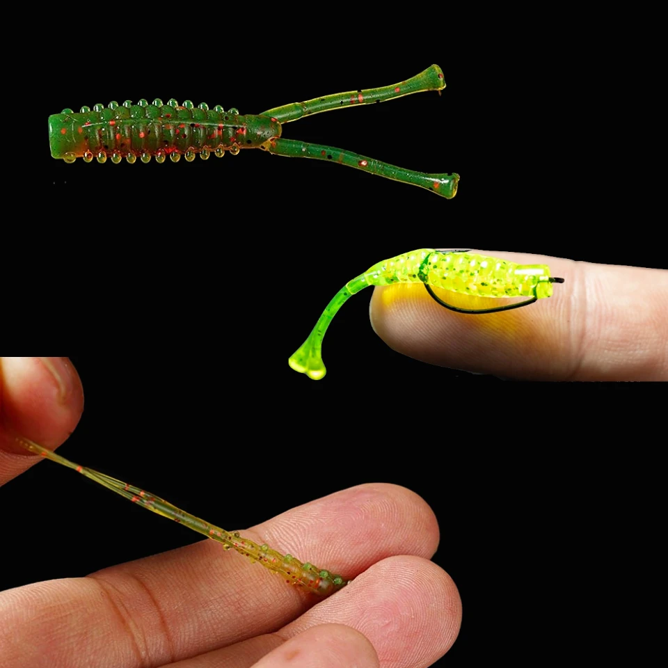 Fishing Soft Lures AJING Rockfish 20pcs/lot 0.3g 40mm Twin Tail Artificial Wobbler Ocean Rock Silicone Shad Worm Bait