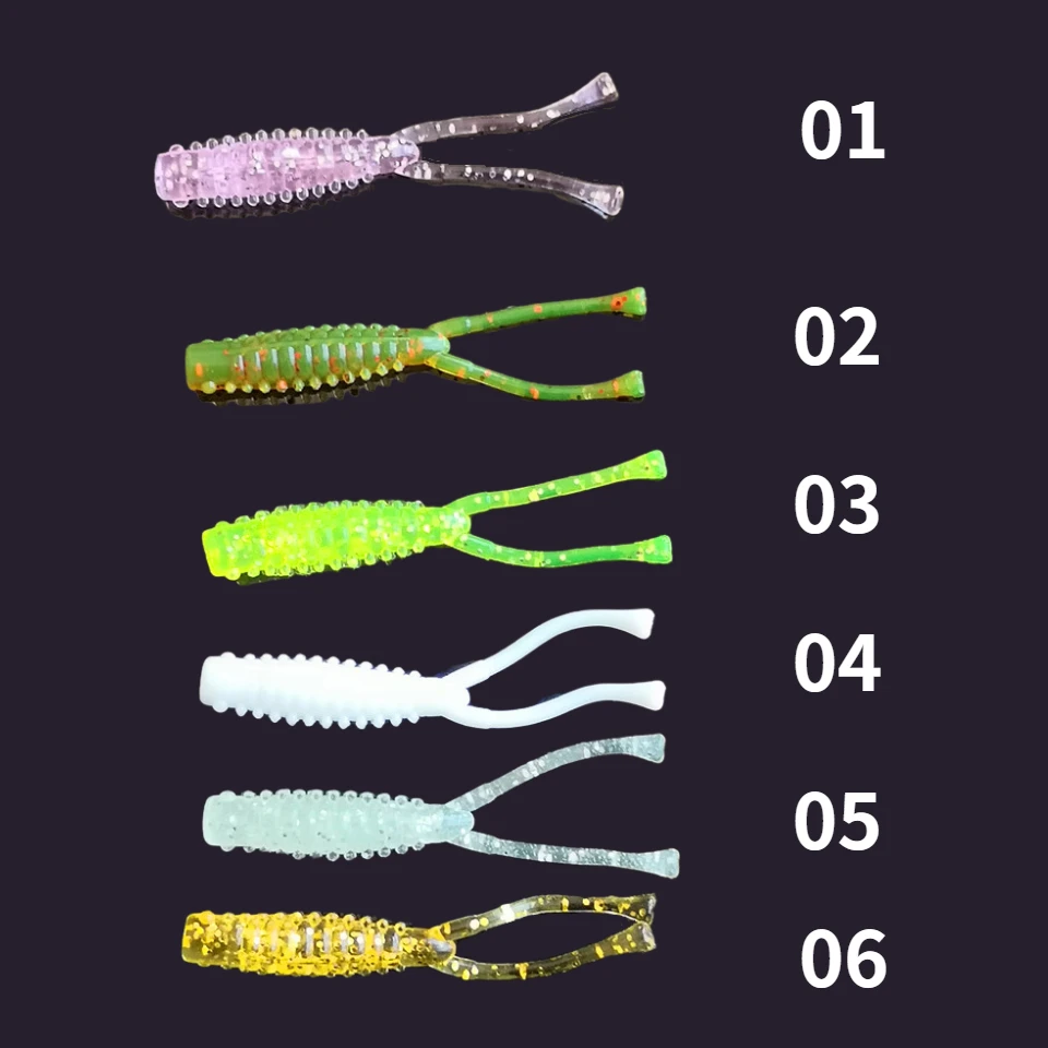 Fishing Soft Lures AJING Rockfish 20pcs/lot 0.3g 40mm Twin Tail Artificial Wobbler Ocean Rock Silicone Shad Worm Bait