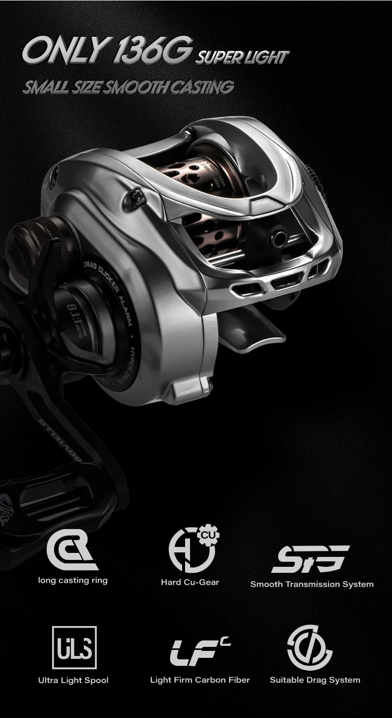 SOLOKING Acura 136g Ultra Light Baitcasting Reel BFS Baitcasting Fishing Reel 7.1/8.1 Gear Ratio 10+1BB 4KG Power Baitcaster