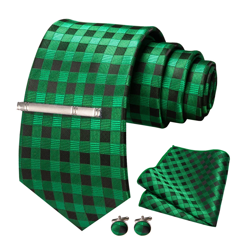 JEMYGINS Men Green Ties Striped Tie Paisley Wedding Tie For Men Necktie Hanky Cufflink Set Party Business Fashion Designer
