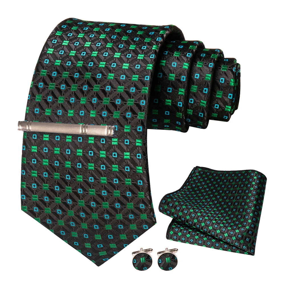 JEMYGINS Men Green Ties Striped Tie Paisley Wedding Tie For Men Necktie Hanky Cufflink Set Party Business Fashion Designer