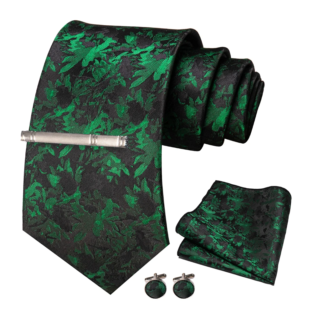 JEMYGINS Men Green Ties Striped Tie Paisley Wedding Tie For Men Necktie Hanky Cufflink Set Party Business Fashion Designer