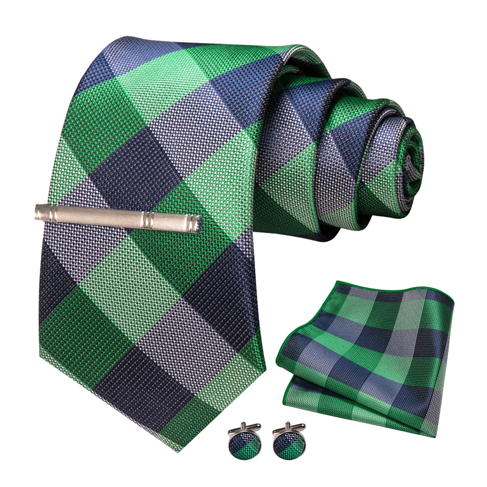 JEMYGINS Men Green Ties Striped Tie Paisley Wedding Tie For Men Necktie Hanky Cufflink Set Party Business Fashion Designer