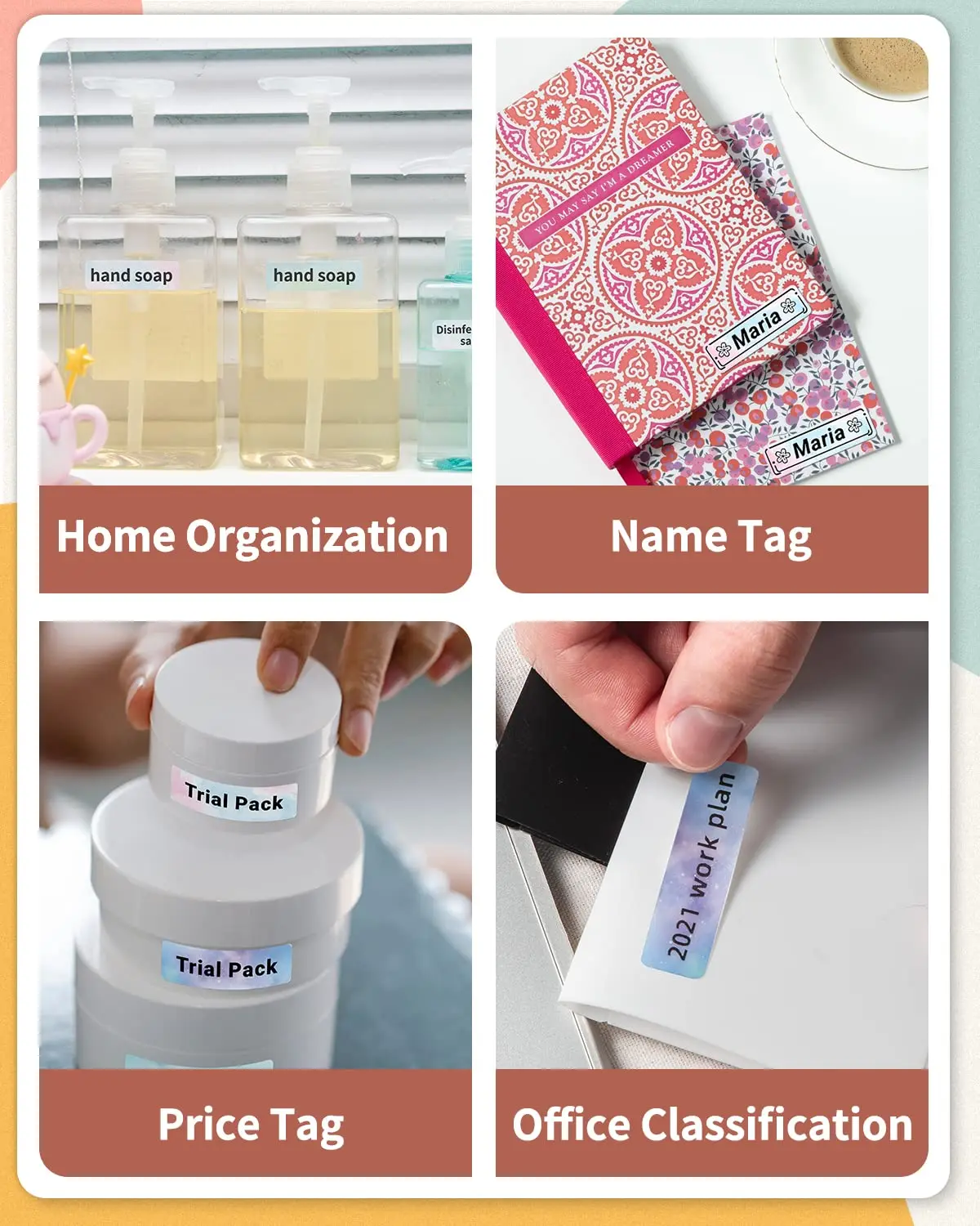 Phomemo Q30 Label Sticker White Transparent Waterproof Adhesive Thermal Paper Home Office Name Sticker Label Tape 3 Rolls/Box