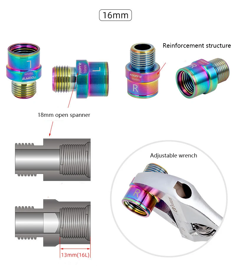 TOOPRE 1 pair 16mm 20mm Mountain Road Bike Pedal Extender Extension Pedal Axis Crank Accessories for Bicycle Pedal Extension