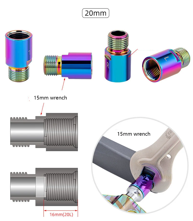 TOOPRE 1 pair 16mm 20mm Mountain Road Bike Pedal Extender Extension Pedal Axis Crank Accessories for Bicycle Pedal Extension
