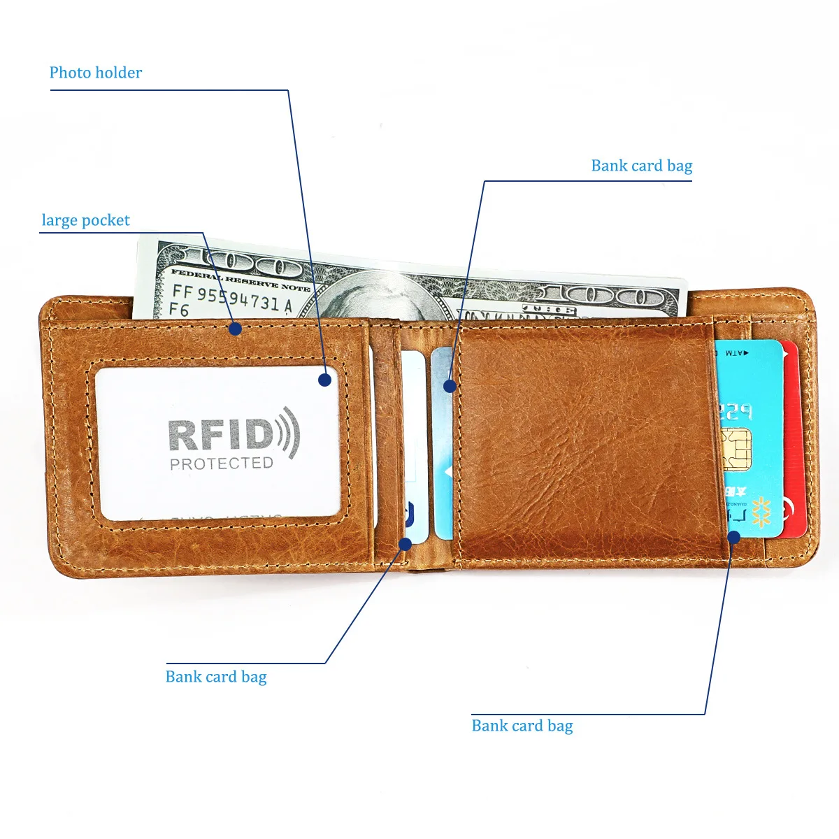 Anti RFID Genuine Leather Men‘s Wallet Mini Women Money Bag Credit Card Holder Small Purse For Male 4 Colors