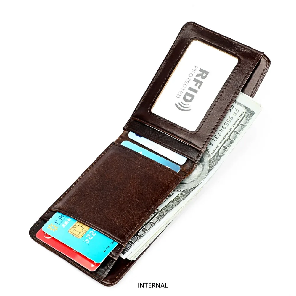 Anti RFID Genuine Leather Men‘s Wallet Mini Women Money Bag Credit Card Holder Small Purse For Male 4 Colors