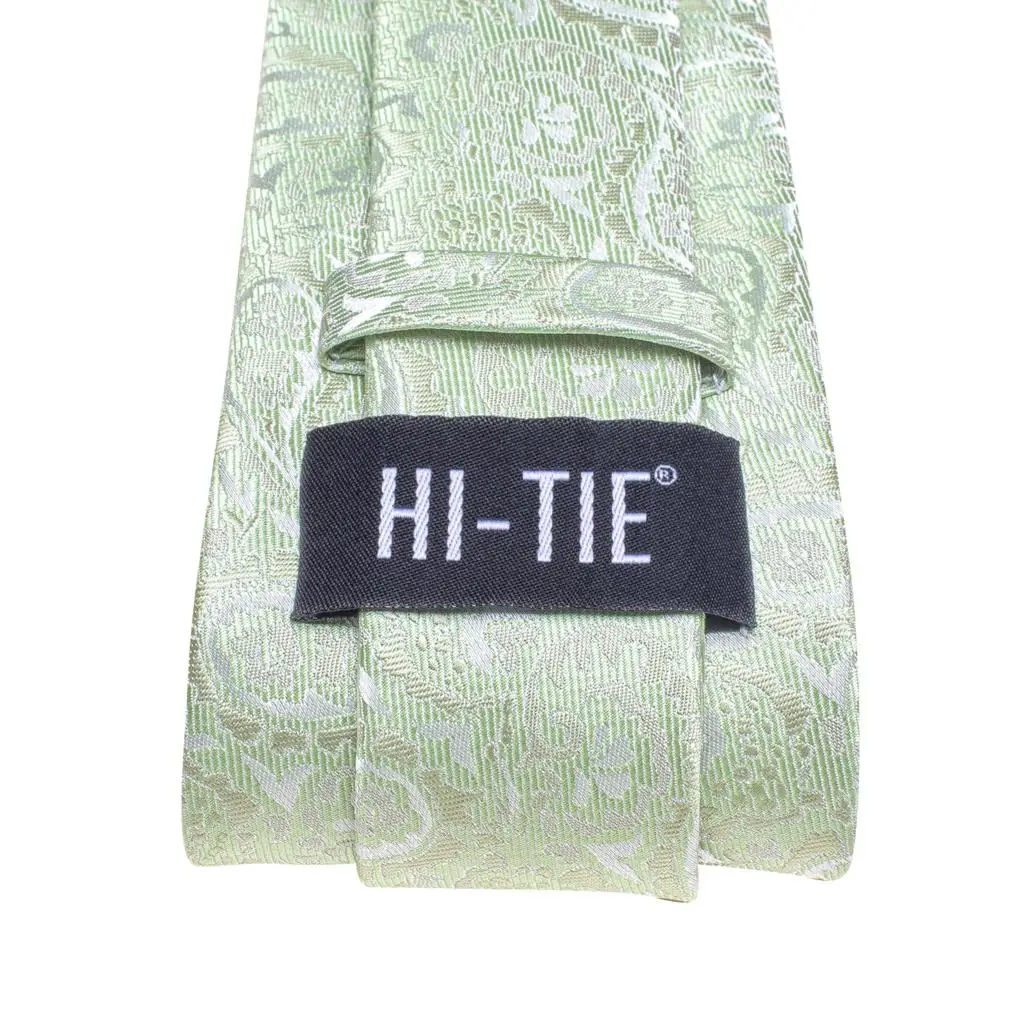 Paisley Sage Green 2022 New Fashion Brand Ties for Men Wedding Party Necktie Set Handky Cufflinks Gift Wholesale Hi-Tie Dropship