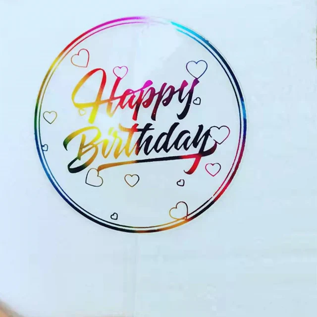 Ins Acrylic Happy Birthday Cake Toppers Color Round Gold Black Birthday Cupcake Toppers for Baby Shower Party Dessert Decoration