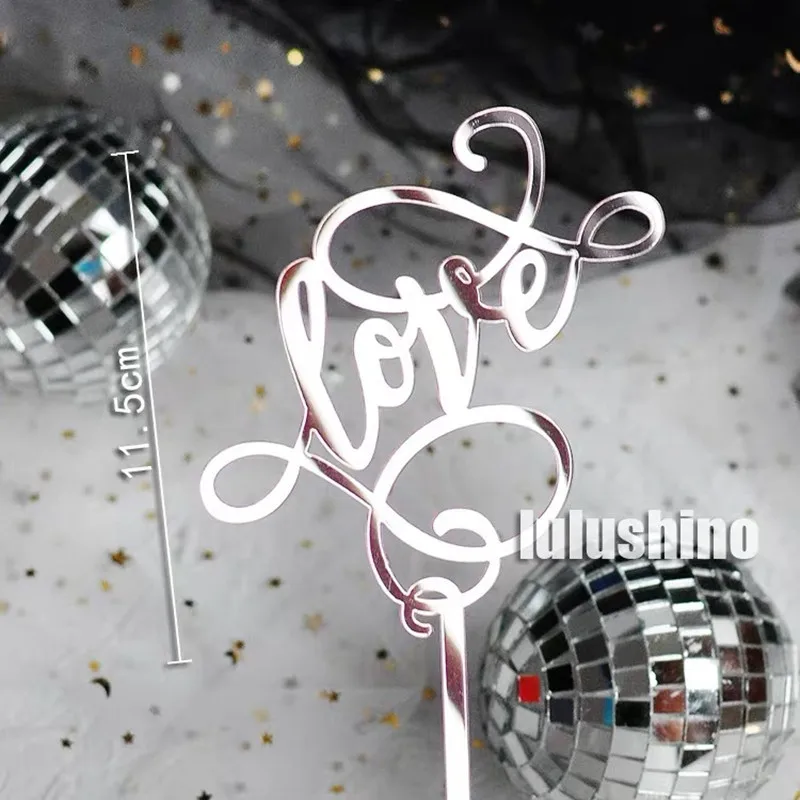 New Acrylic Happy Birthday Cake Topper Gold Valentine's Day Wedding Party Cupcake Topper Decoration Wedding Gift Baking Supplies