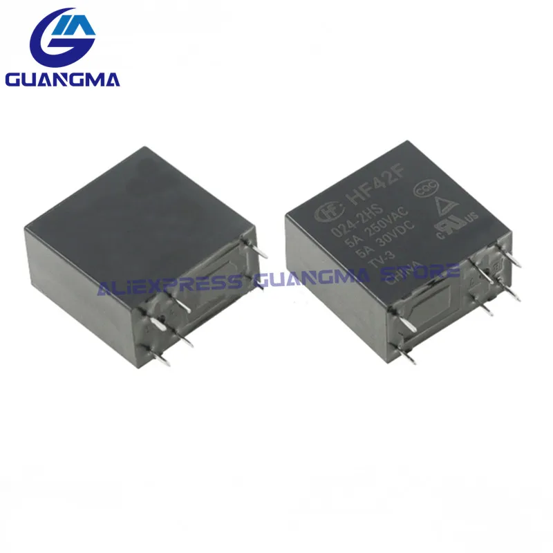 50PCS 100% Original New Relay HF42F-005-2HS HF42F-012-2HS HF42F-024-2HS 5A 250VAC 6Pin DC5V 12V 24V Power relay HF42F