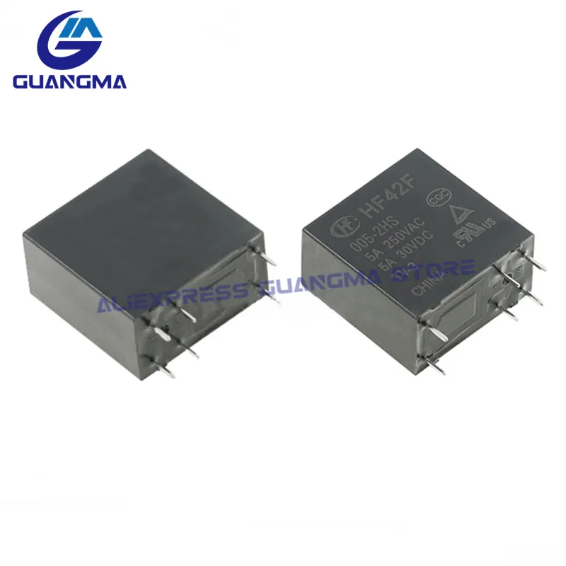 50PCS 100% Original New Relay HF42F-005-2HS HF42F-012-2HS HF42F-024-2HS 5A 250VAC 6Pin DC5V 12V 24V Power relay HF42F