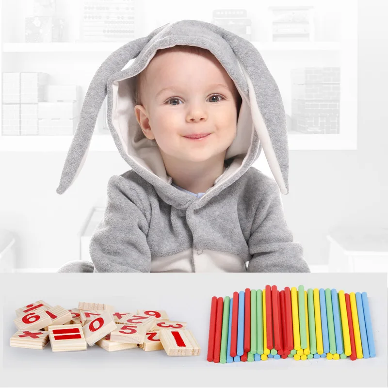DIY Montessori Toys Math Number Wooden Blocks Counting Sticks Early Learning Educational Games Toys Gifts For Children Kids