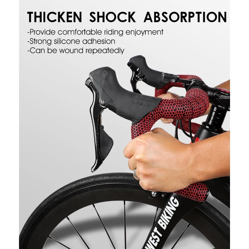 BUCKLOS Road Bike Handlebar Tape Anti Slip Silica Gel Handlebar Tape Shock Absorption Cycling Bar Tape Bicycle Accessories