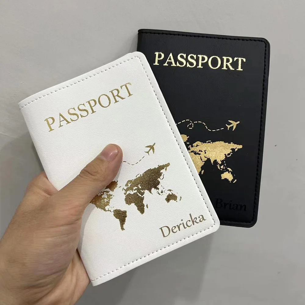 Cute Personalised Passport Cover Women with Names Engraved Passport Holder for Couples