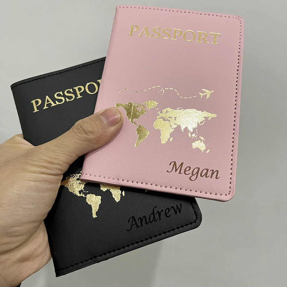 Cute Personalised Passport Cover Women with Names Engraved Passport Holder for Couples