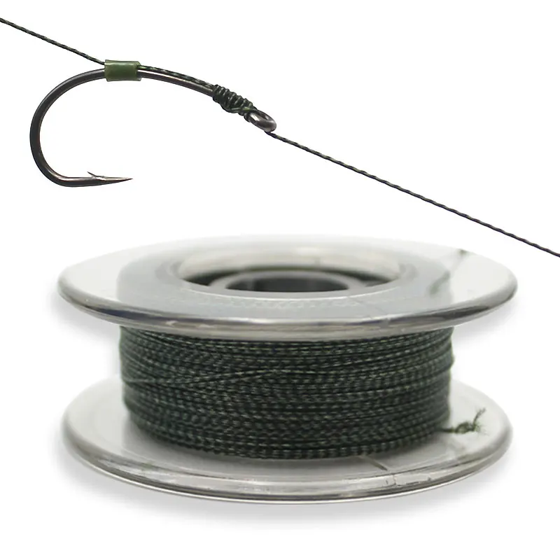 1pcs Carp Fishing Line 50m 15lb/20lb/25lb Camo Green 6 Strand Tightly Soft Hooklink  For Carp Fishing End Tackle Accessories