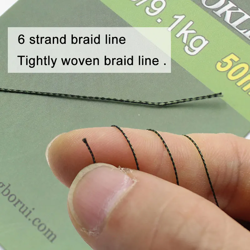 1pcs Carp Fishing Line 50m 15lb/20lb/25lb Camo Green 6 Strand Tightly Soft Hooklink  For Carp Fishing End Tackle Accessories