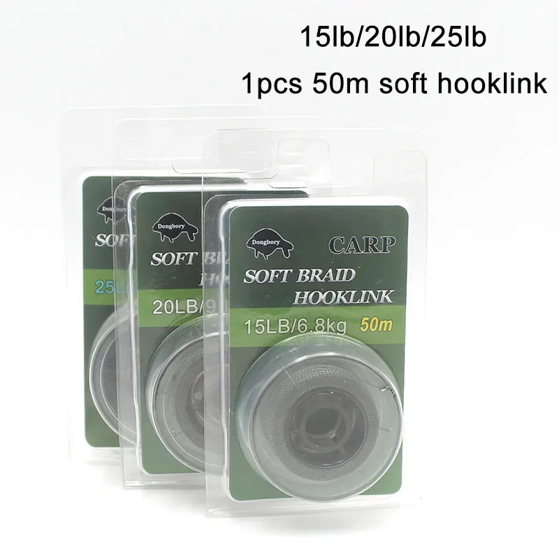 1pcs Carp Fishing Line 50m 15lb/20lb/25lb Camo Green 6 Strand Tightly Soft Hooklink  For Carp Fishing End Tackle Accessories