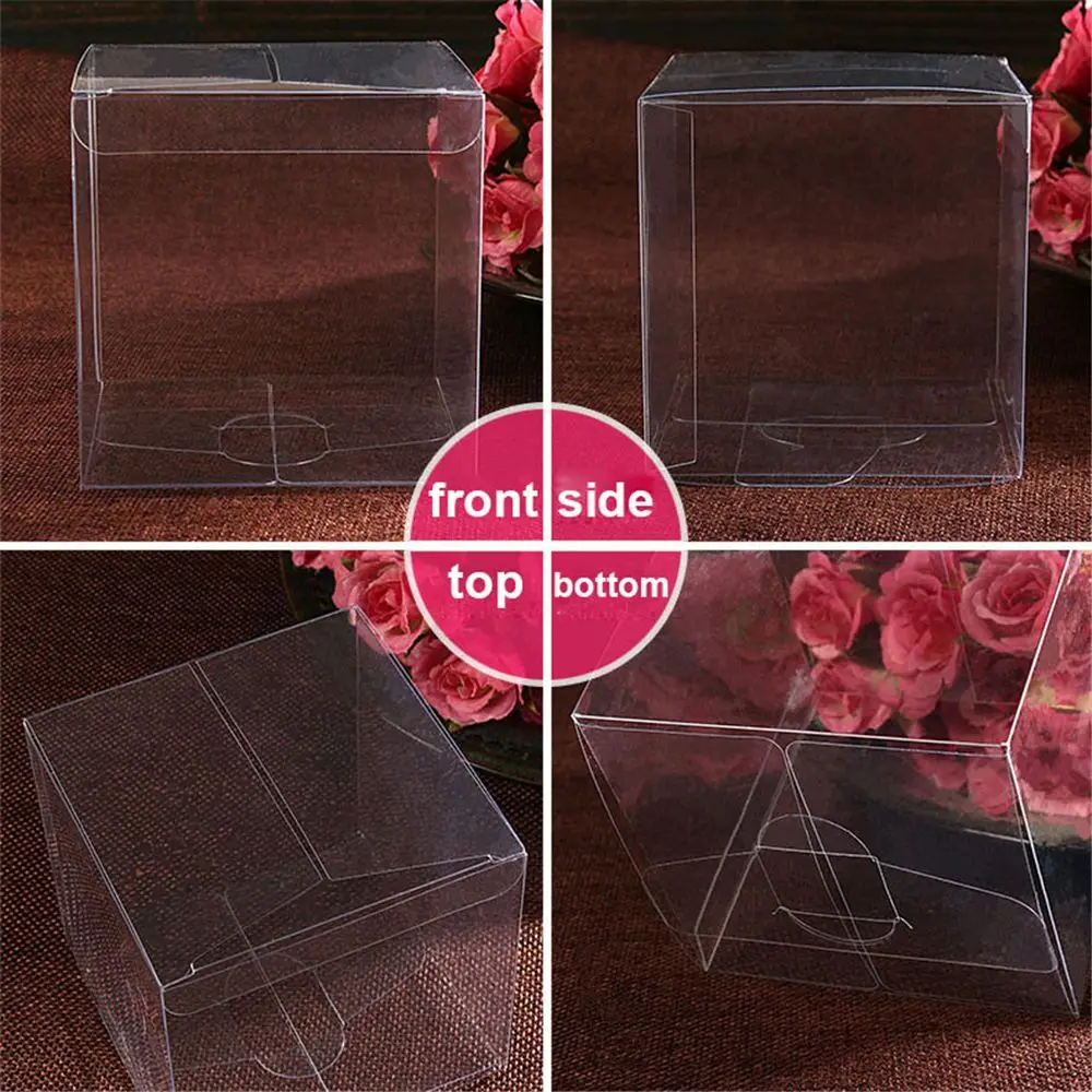 1/10/50Pcs Transparent Plastic Square Candy Boxes Gift Bags Cookie Pouch Wedding Favors Festive Party Supplies