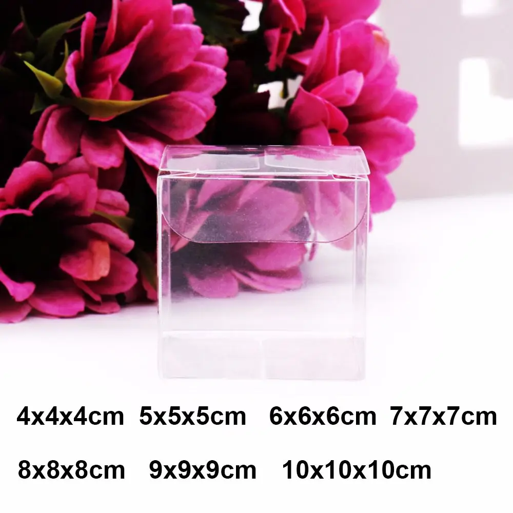 1/10/50Pcs Transparent Plastic Square Candy Boxes Gift Bags Cookie Pouch Wedding Favors Festive Party Supplies