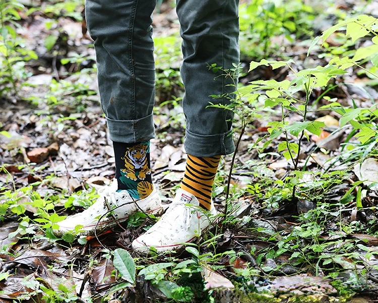 New Asymmetric Couple AB Mandarin Duck Fashion Cartoon Cute Funny Sports Colorful Mid tube Cotton Socks