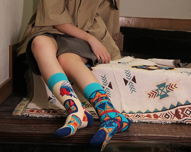 New Asymmetric Couple AB Mandarin Duck Fashion Cartoon Cute Funny Sports Colorful Mid tube Cotton Socks