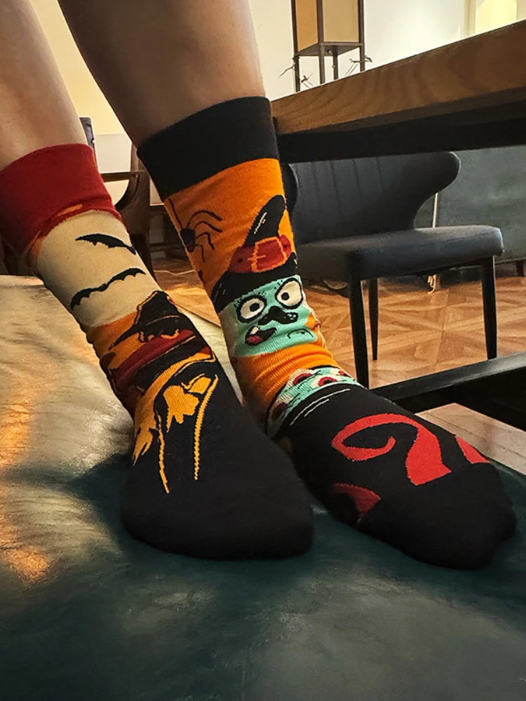 New Asymmetric Couple AB Mandarin Duck Fashion Cartoon Cute Funny Sports Colorful Mid tube Cotton Socks