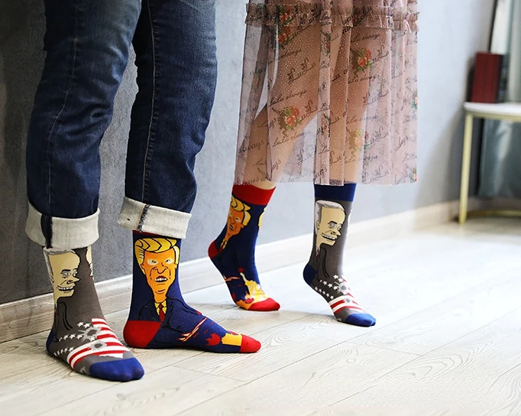 New Asymmetric Couple AB Mandarin Duck Fashion Cartoon Cute Funny Sports Colorful Mid tube Cotton Socks