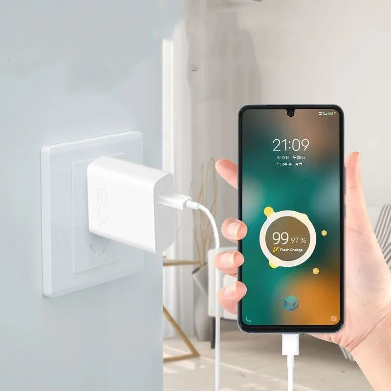 120W Super Flashcharge Charger For VIVO X300 200 100 X70 Pro IQOO 9 8 7 20V 6A Fast Wall Charging Adapter 1M 6A USB Type C Cable