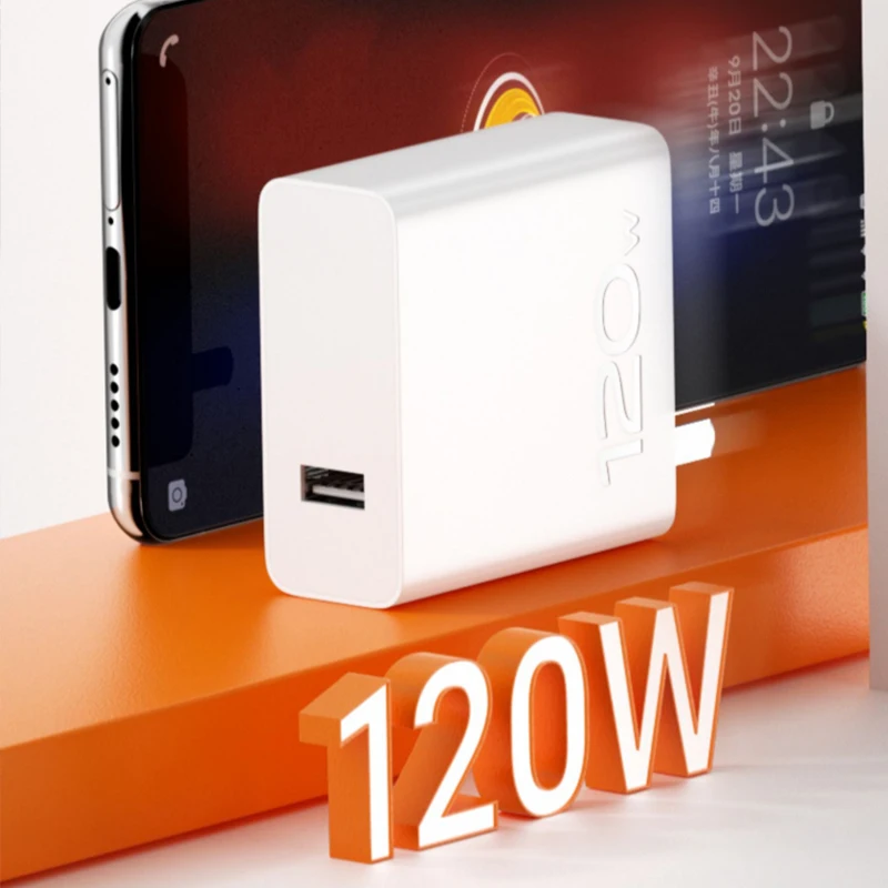 120W Super Flashcharge Charger For VIVO X300 200 100 X70 Pro IQOO 9 8 7 20V 6A Fast Wall Charging Adapter 1M 6A USB Type C Cable